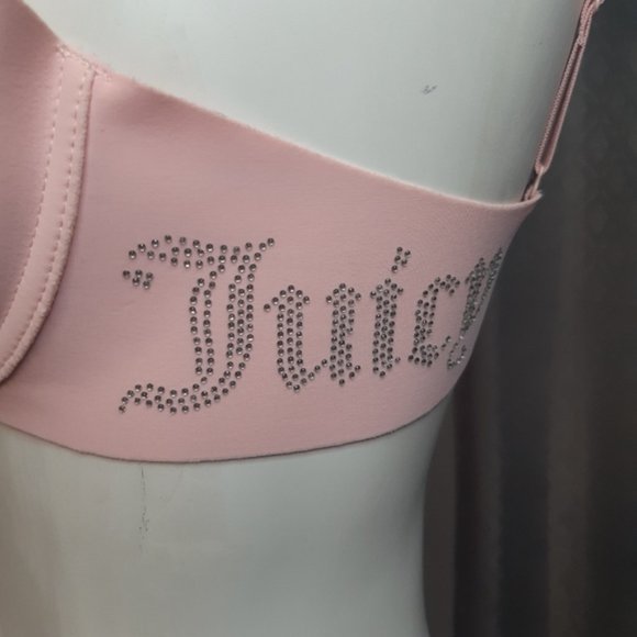 Juicy Couture light pink crystal studded logo adjustable push up bra 34C - Picture 3 of 10